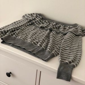 JOIE ruffle sweater grey and white stripe
